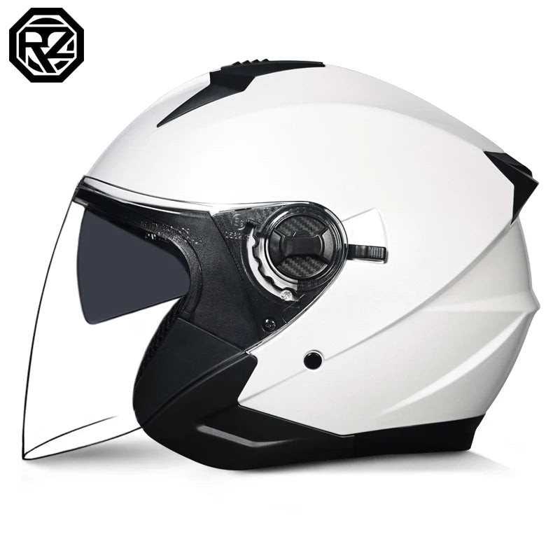 ORZ Motorcycle Open Face Helmet With Dual Lens Visor