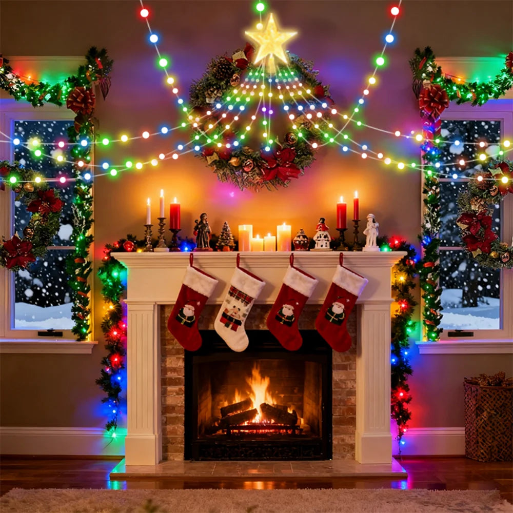 Smart RGBIC Christmas Tree Lights With Addressable Star Topper and Fairy Lighting