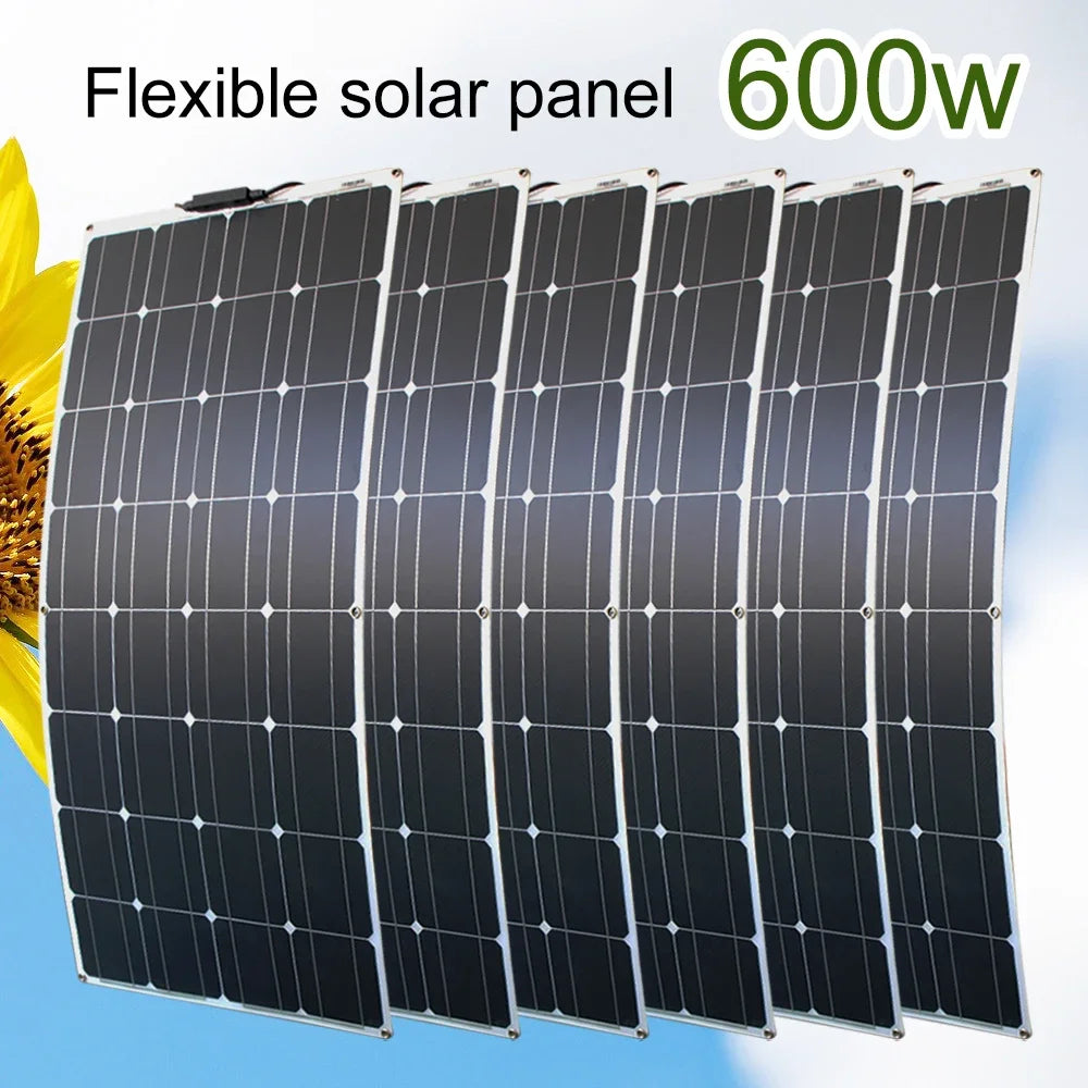 ASUNERGE 12V Flexible Monocrystalline Solar Panel Waterproof RV