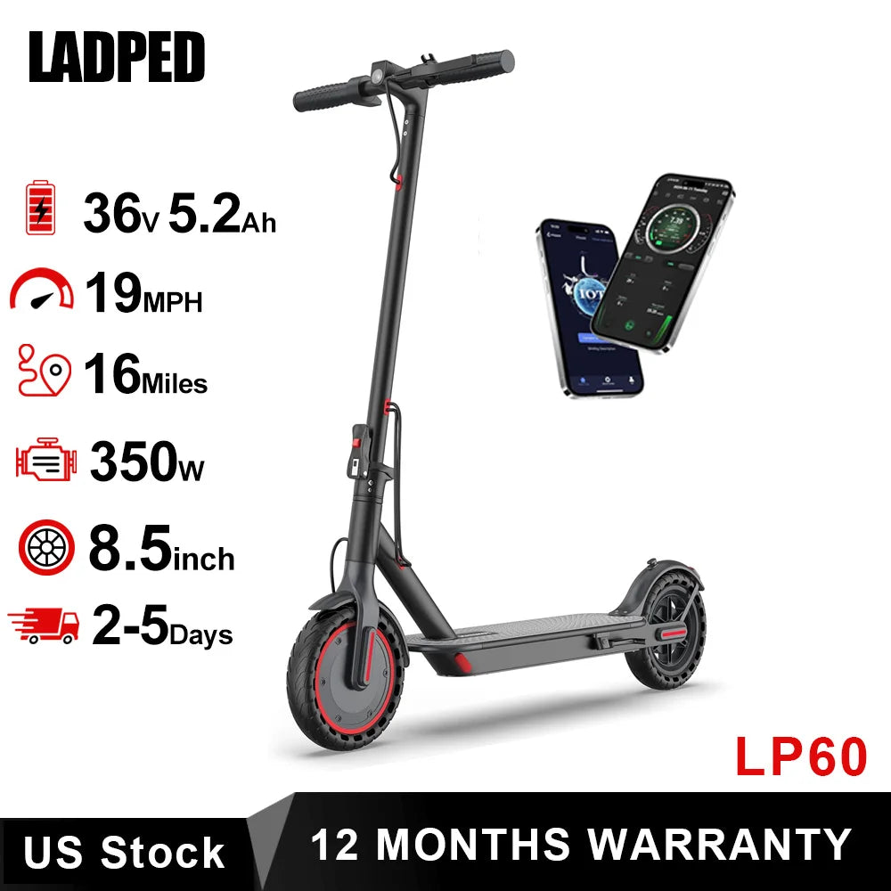 LADPED Electric Scooter With Folding Design And Rear Braking