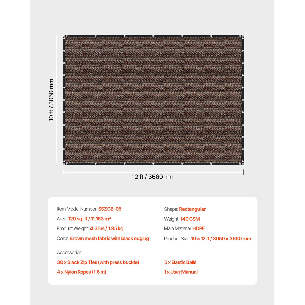 SucceBuy HDPE Sun Shade Cloth Canopy Privacy Screen