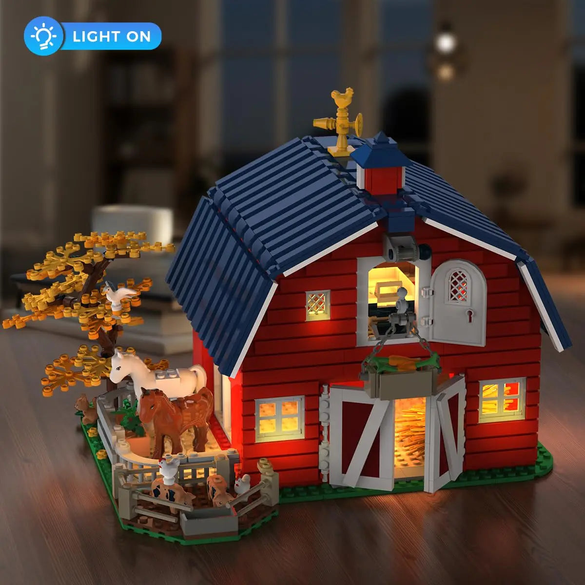 HOGOKIDS Farm Barn Building Set With Windmill Tractor And Animals