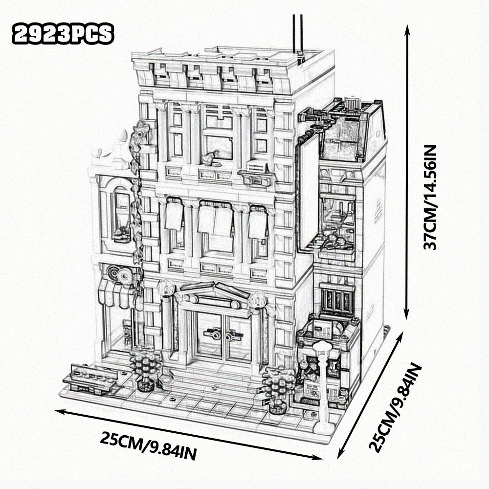 Creative Expert Street View Police Station Building Blocks Pet Store Model Assembly Sets Desk Decor Bricks Toys Gift For Adults