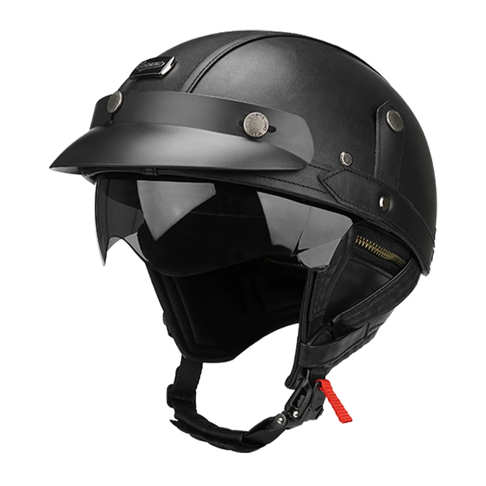 HEROBIKER DOT Certified Half Motorcycle Helmet With HD Visor