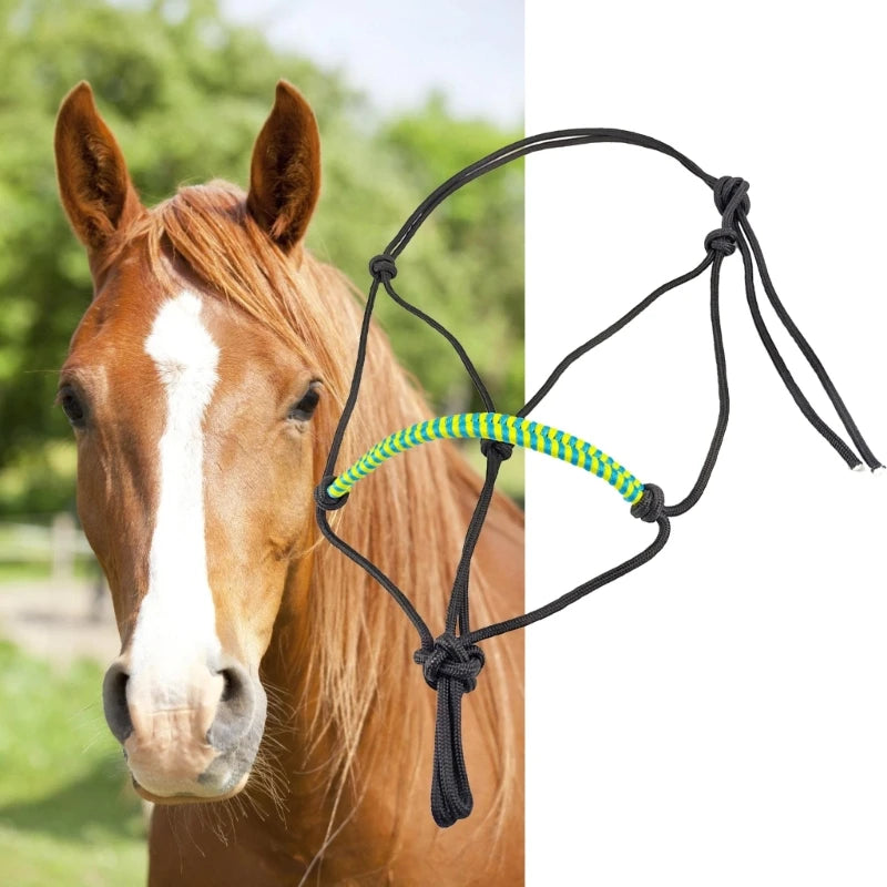 Adjustable Horse Rope Halter Durable Webbing Training Headstall