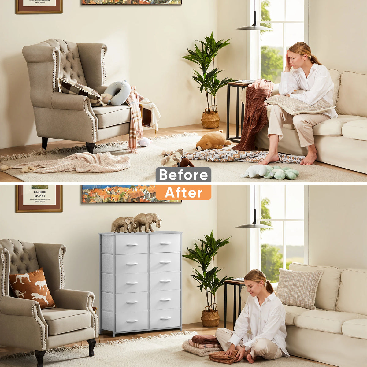 JHK Bedroom Wardrobes Dresser Chest With Drawers Storage Cabinet