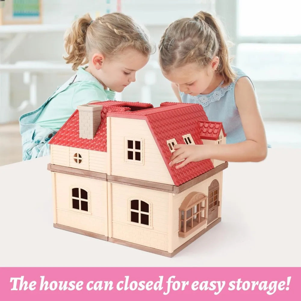 1/12 Dollhouse Furniture Family House Villa Simulate Forest Rabbit Animal Family Miniature Scene Toy Display Furniture Toy Gift