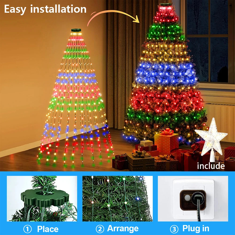 Smart RGBIC Christmas Tree Lights With Addressable Star Topper and Fairy Lighting