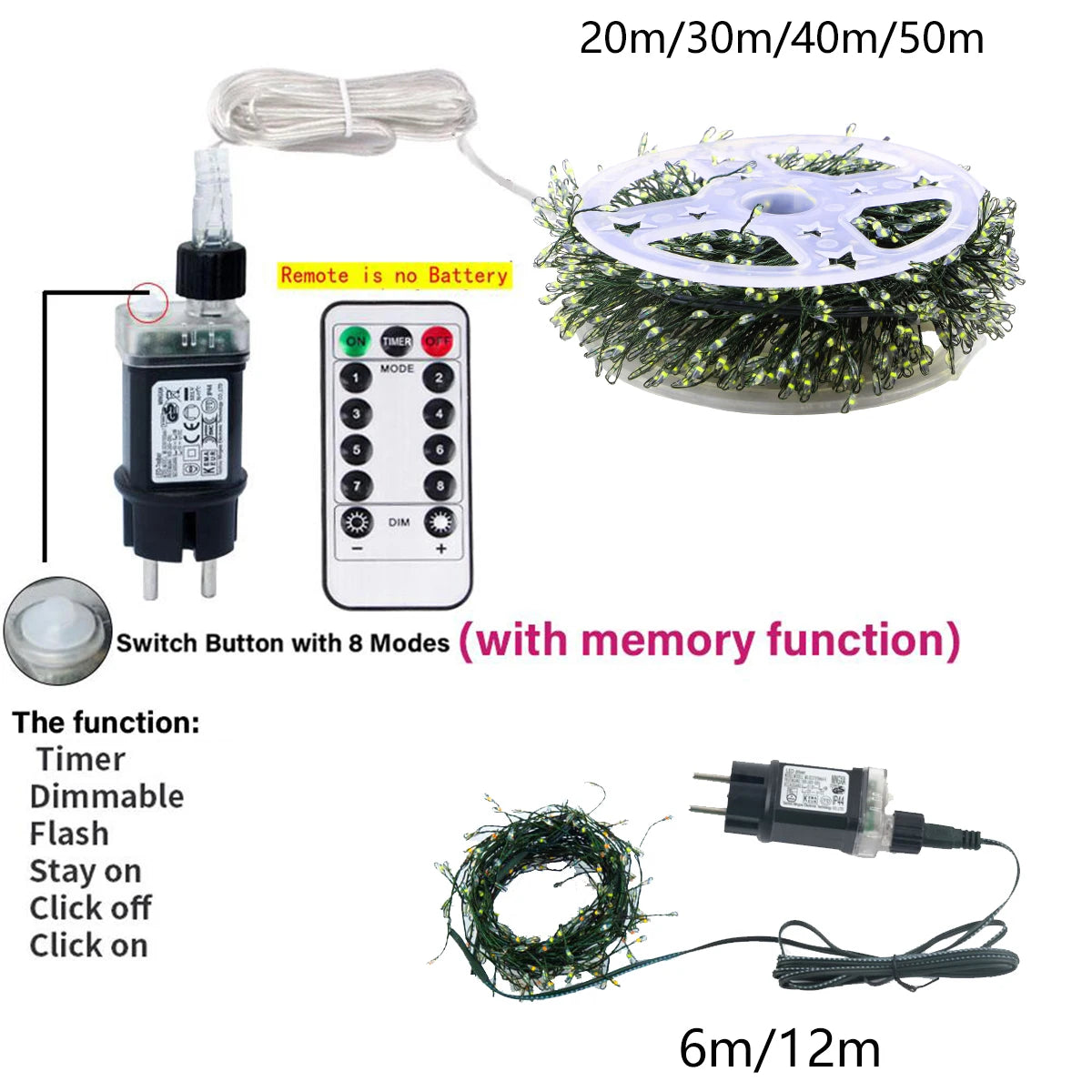 KIKIELF Firecracker Cluster String Lights for Christmas and Garden Decor