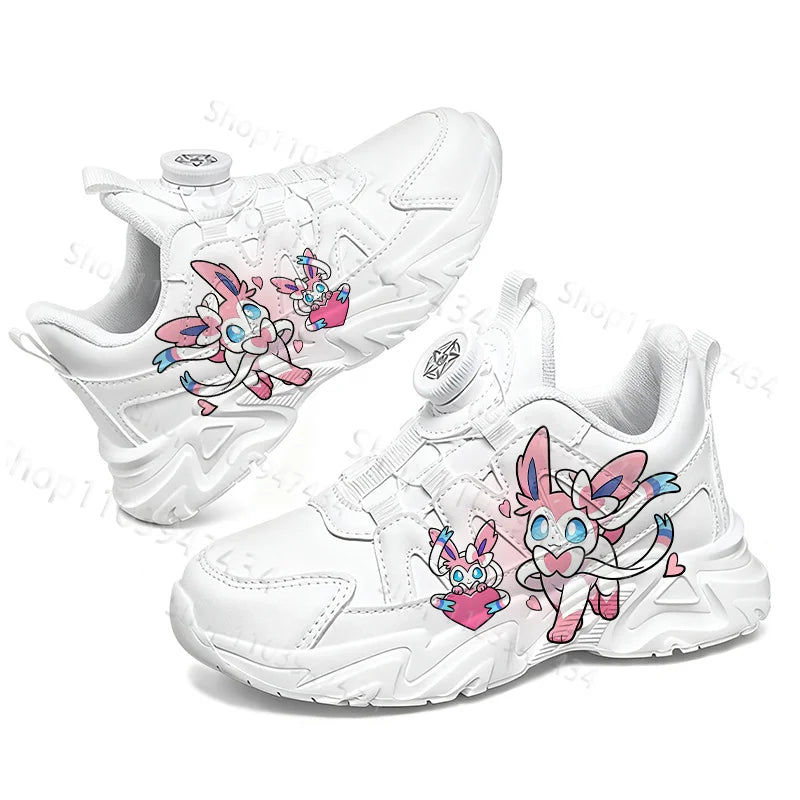Bandai Sylveon Kids Sneakers With Rotating Button Design Thick Sole