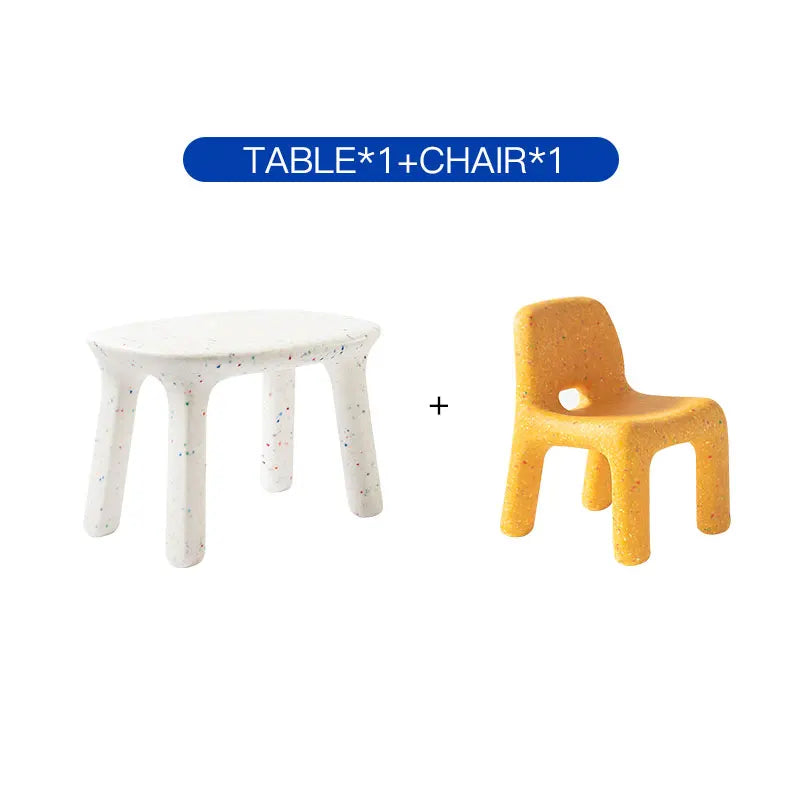 Kids Study Table And Chairs Set Backrest Cute Low Stool Small Kindergarten Outdoor Plastic Strong Durable Table Furniture Set