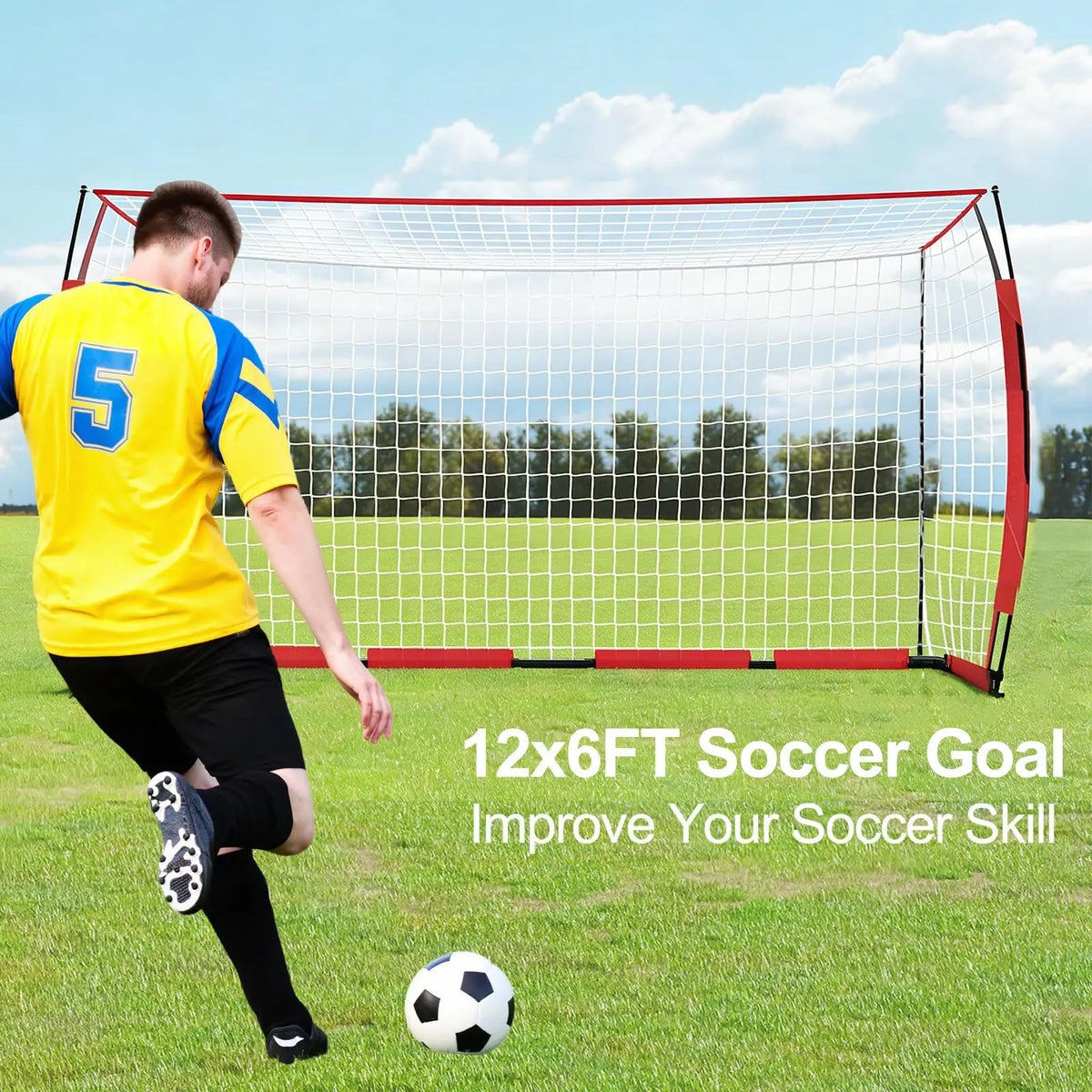 HiMISS Portable Heavy Duty Foldable Soccer Goal for Backyard Training