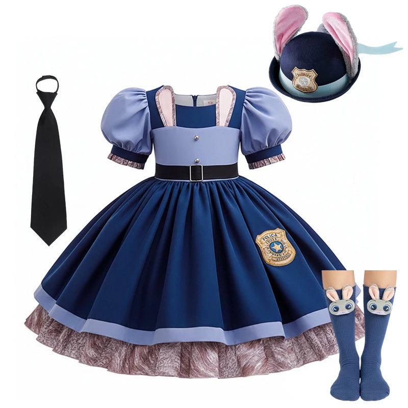 Girls Rabbit Police Officer Costume Dress for Halloween Cosplay Parties