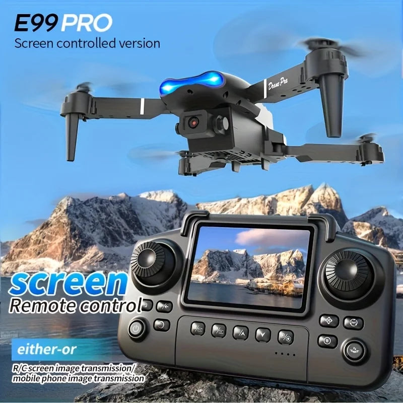 2026 New E99 PRO MAX Foldable Drone with Dual HD Camera, HD Screen Remote Control, 40min Flight Time with Extra Batteries, One Key Return Home, LED Lights, USB Charging, Easy to Fly for Beginners Adults, Ideal Christmas Holid