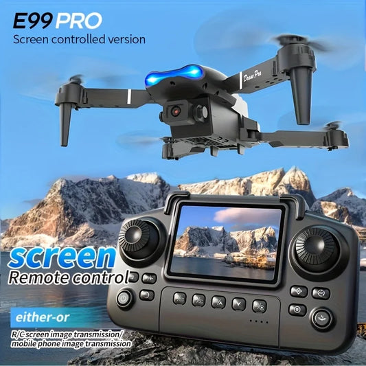 2026 New E99 PRO MAX Foldable Drone with Dual HD Camera, HD Screen Remote Control, 40min Flight Time with Extra Batteries, One Key Return Home, LED Lights, USB Charging, Easy to Fly for Beginners Adults, Ideal Christmas Holid