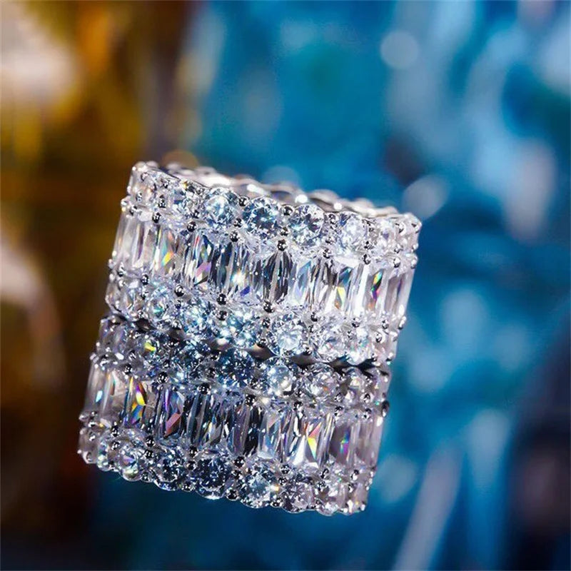 Pink White Zircon Wedding Engagement Bands for Women