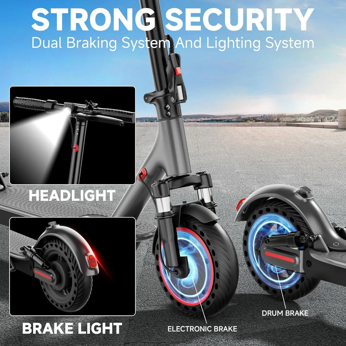 AOVOPRO 500W Adult Electric Scooter With Long Range Dual Brakes