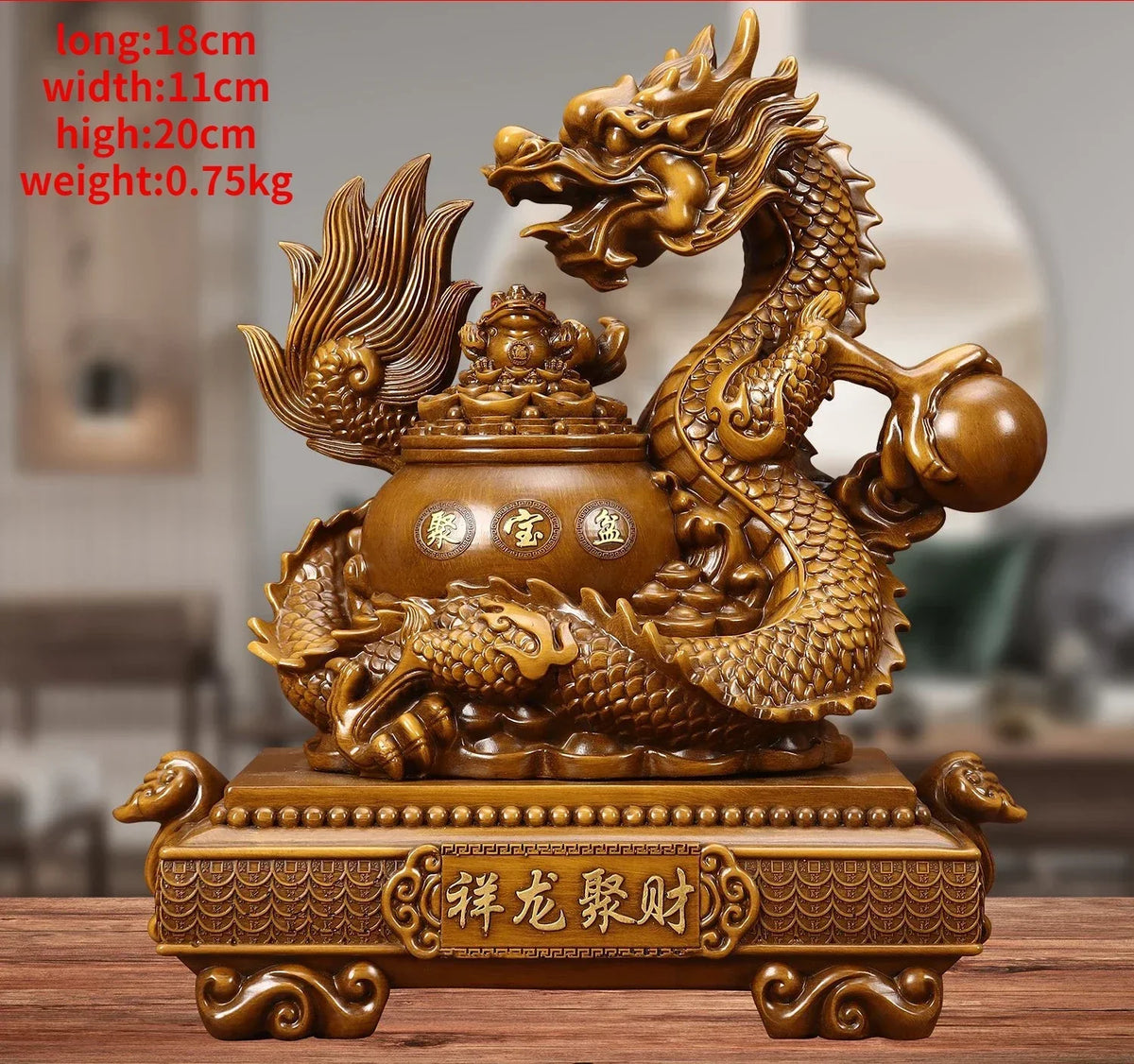 Dragon Treasure Bowl Resin Ornament for Home or Office Decor