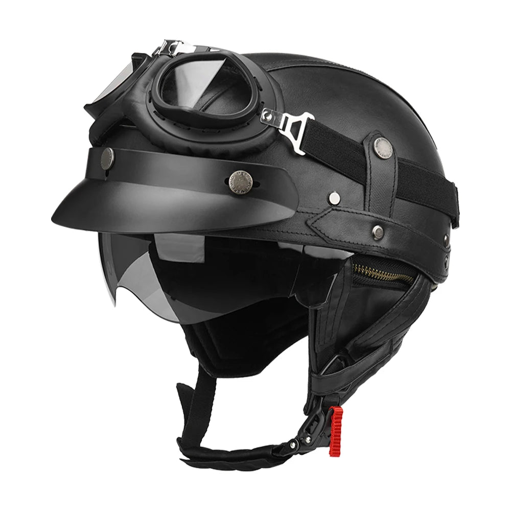HEROBIKER DOT Certified Half Motorcycle Helmet With HD Visor