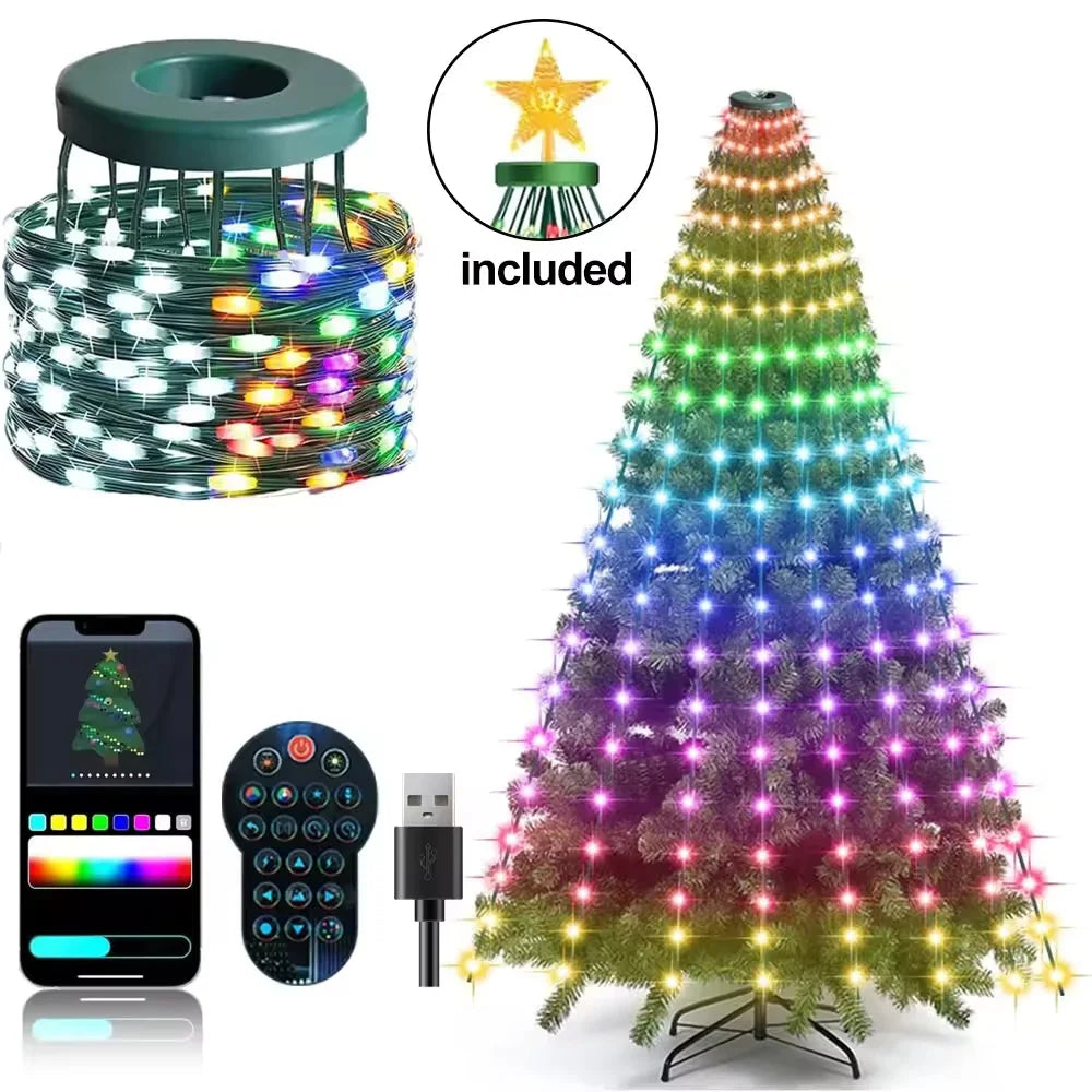 Bluetooth App Controlled Christmas String Lights With Remote USB Power