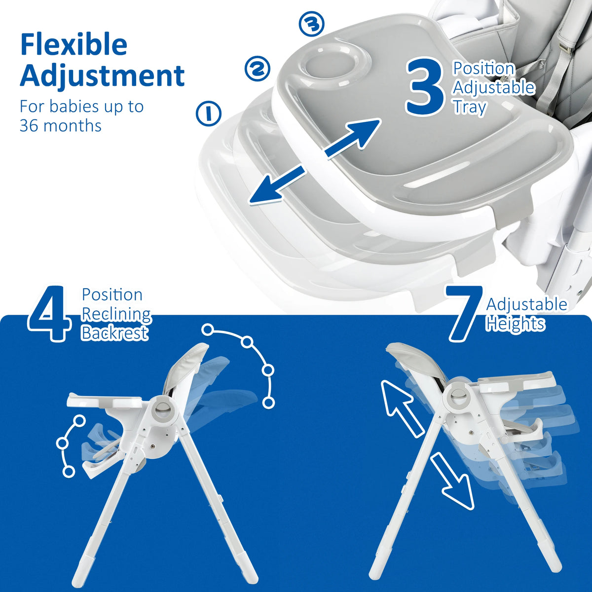 Baby High Chair With Adjustable Height And Foldable Design