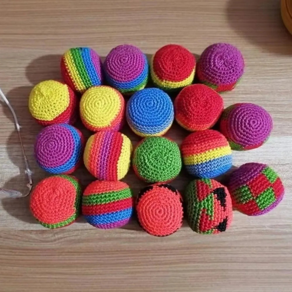 6/12/24Pcs Random Color Colorful Soft Juggling Balls Funny Handmade Kids Outdoor Toy Relaxed Durable Knitted Sandbag Kick Balls