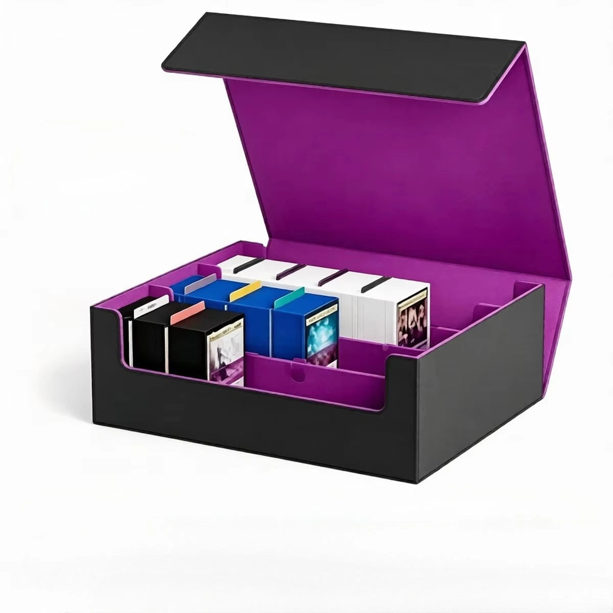 Trading Card Storage Box ; 3-Row Deck Case 1800+ Deck Box for MTG; Top Loaders Card Case Fits Magic TCG PTCG Sports Cards; 10 Dividers, 3 Stoppers