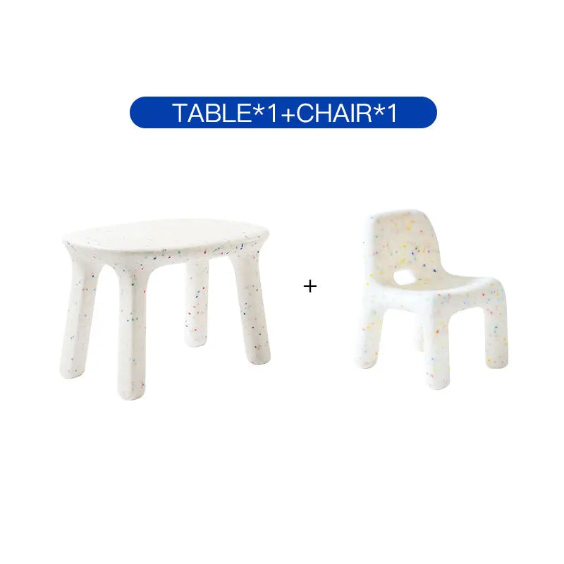 Kids Study Table And Chairs Set Backrest Cute Low Stool Small Kindergarten Outdoor Plastic Strong Durable Table Furniture Set