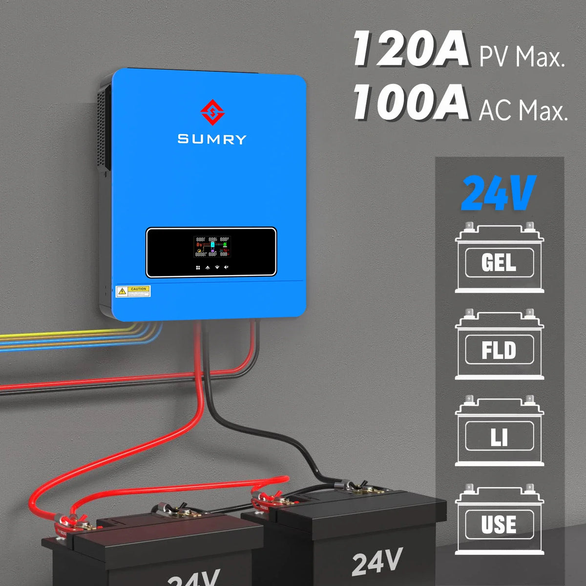 SUMRY Pure Sine Wave Solar Inverter Off Grid MPPT 110A Charger 120V