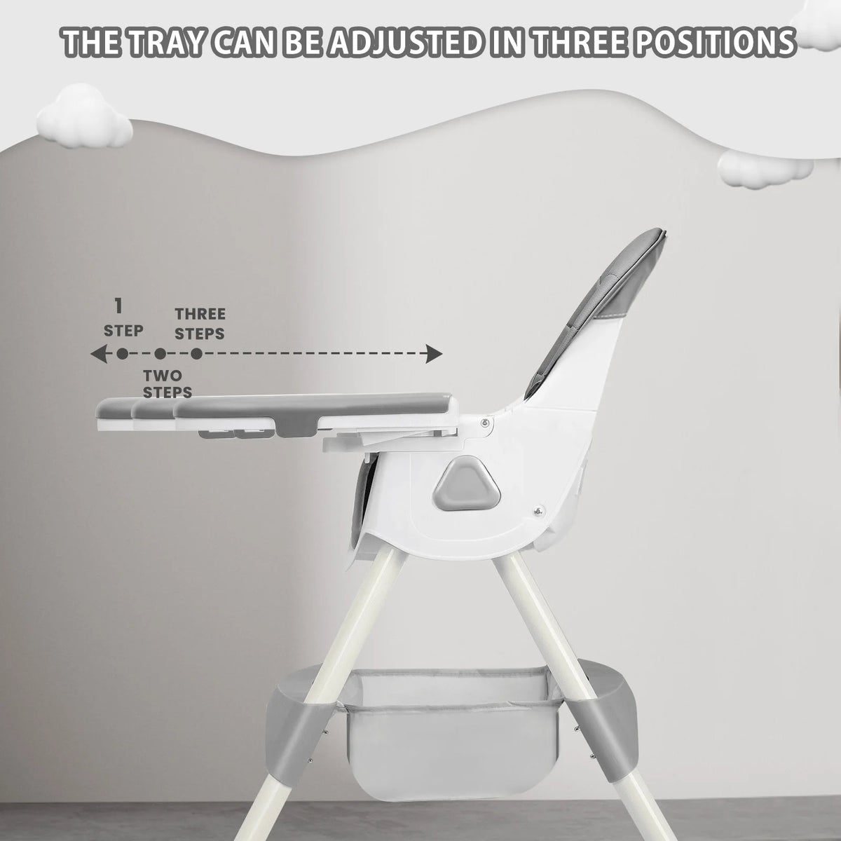 PIORLADO Foldable Baby High Chair With Toy Rack And Tray