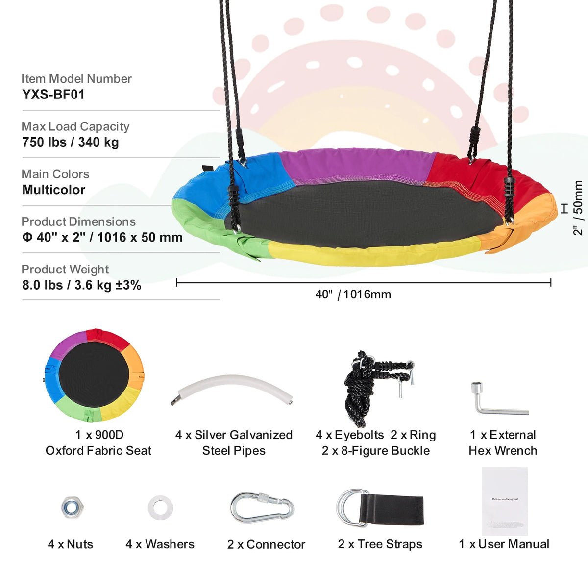 SucceBuy Tree Swing Saucer Swing Outdoor Family Fun