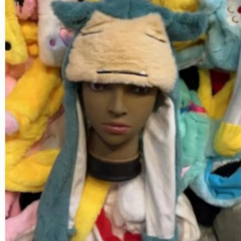 Cartoon Cute Pockect Elf Umbreon Gengar Eevee Snorlax Beanie Hat Can Hat with Movable Ears Casual Animal Cap Beanies Gift