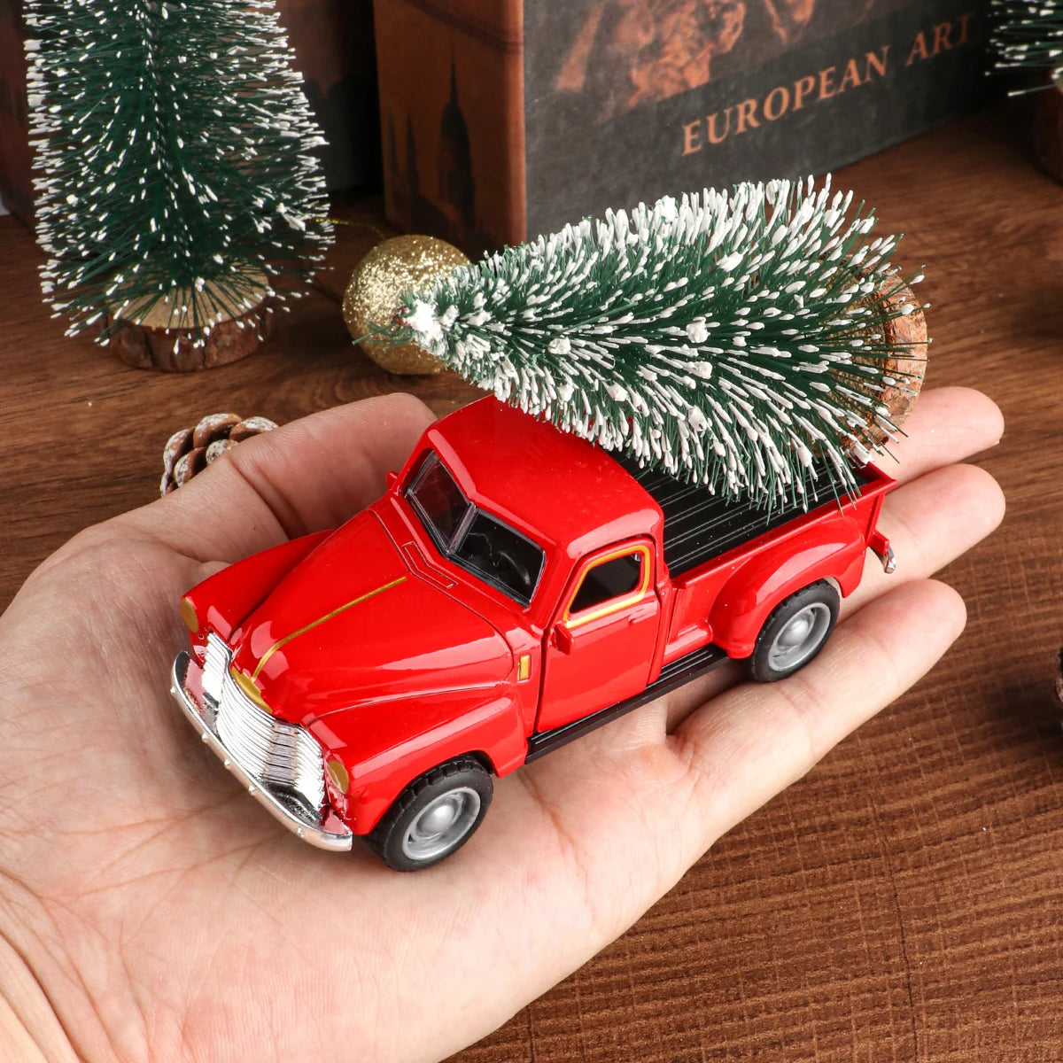 Truck And Christmas Tree Ornament Set For Home Decor