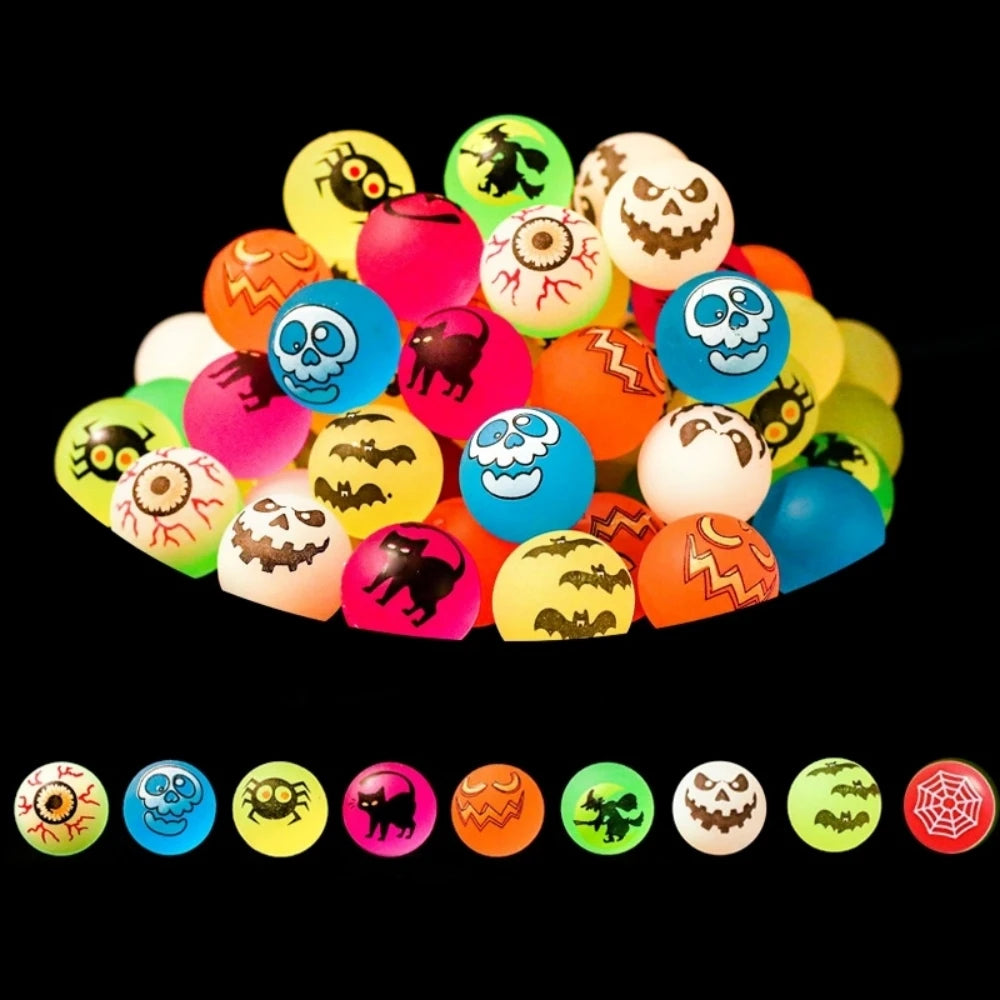 10-100Pcs MIni Glow-in-the-dark Bouncing Ball Spider Bat Ghost Halloween Party Favor Gift Bag Filler Halloween Decoration Props