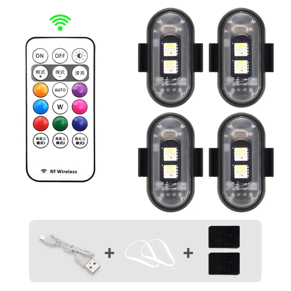Wireless LED Strobe Warning Lights for Scooters Bikes and Aircraft
