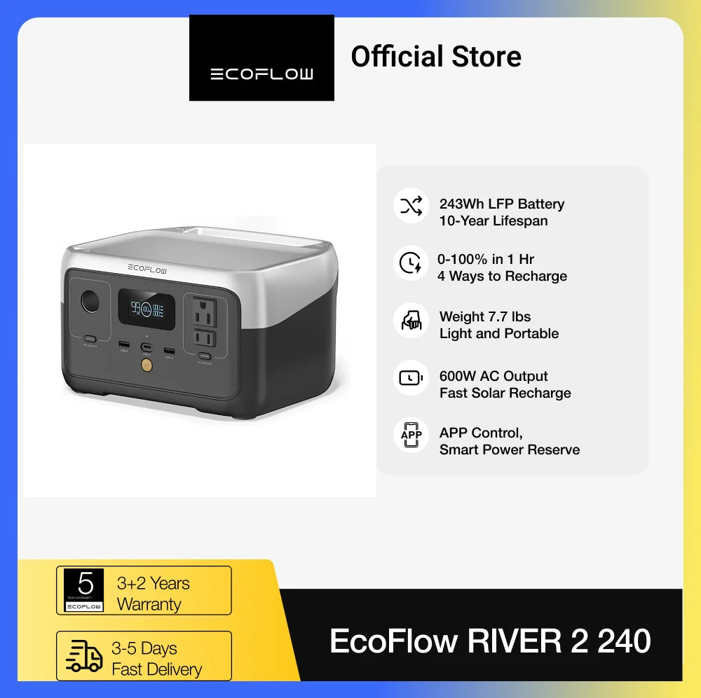 EcoFlow River 2 Portable Power Station With Fast Charging