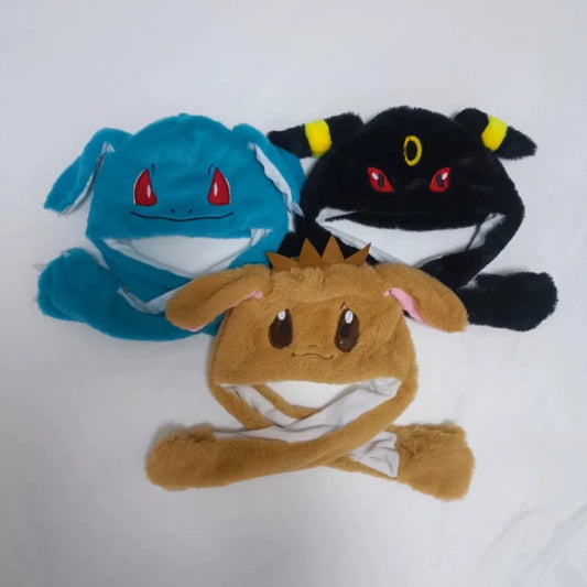 Cartoon Cute Pockect Elf Umbreon Gengar Eevee Snorlax Beanie Hat Can Hat with Movable Ears Casual Animal Cap Beanies Gift