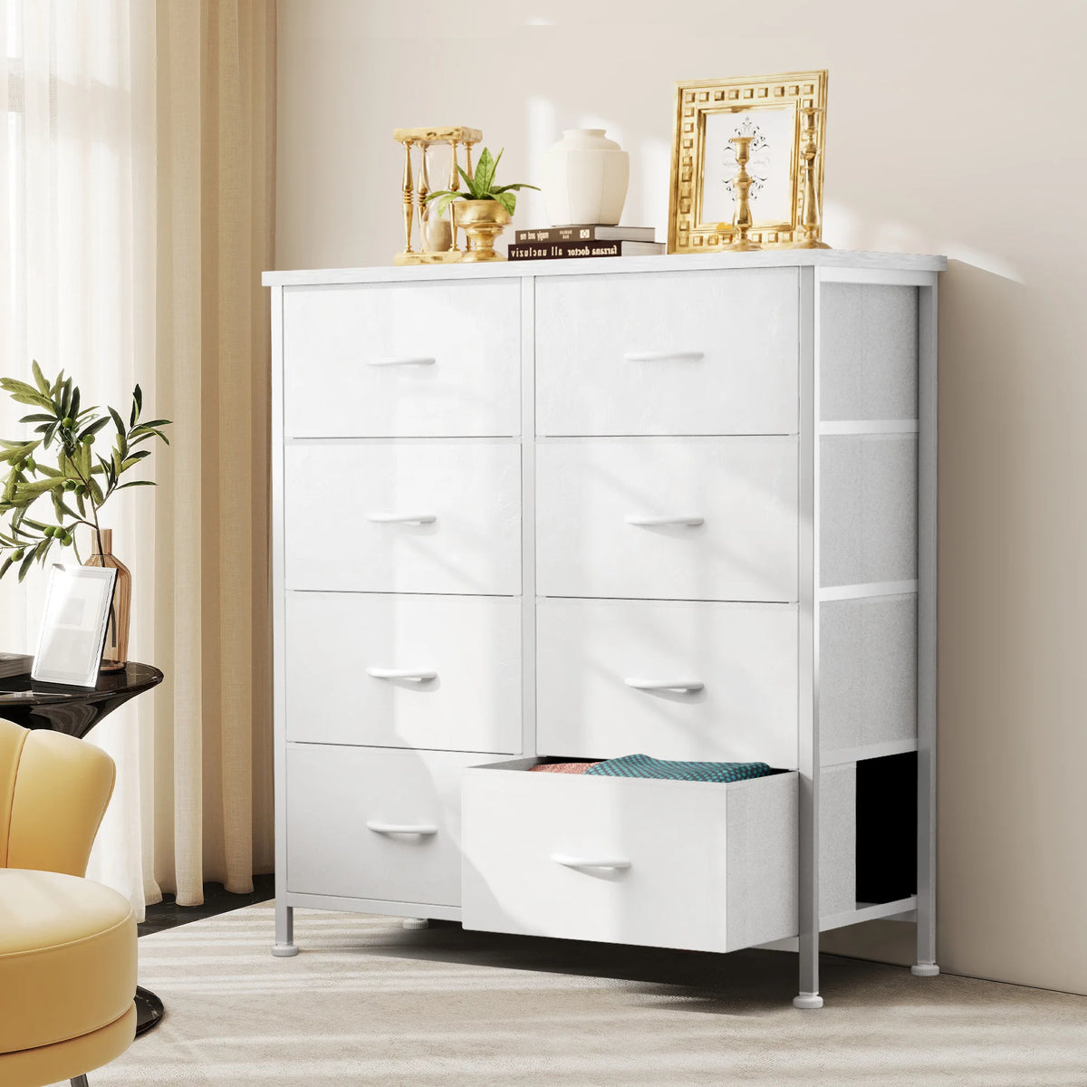 JHK Dresser Wardrobe With 8 Fabric Drawers Steel Frame