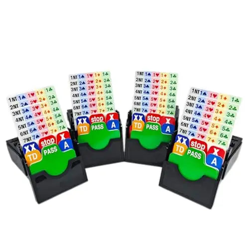 Set of 4 Blue Plastic Portable and Lightweight Bridge Bidding Boxes with Scoring Cards Card Games Bid Device ABS Plastic