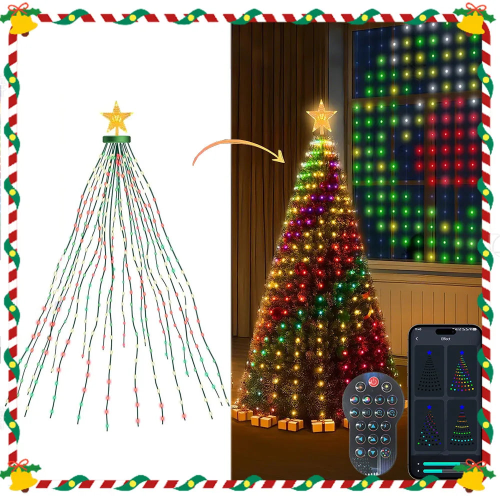 Smart RGBIC Christmas Tree Lights With Addressable Star Topper and Fairy Lighting