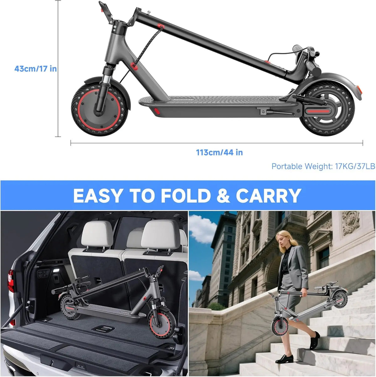 AOVOPRO 500W Adult Electric Scooter With Long Range Dual Brakes
