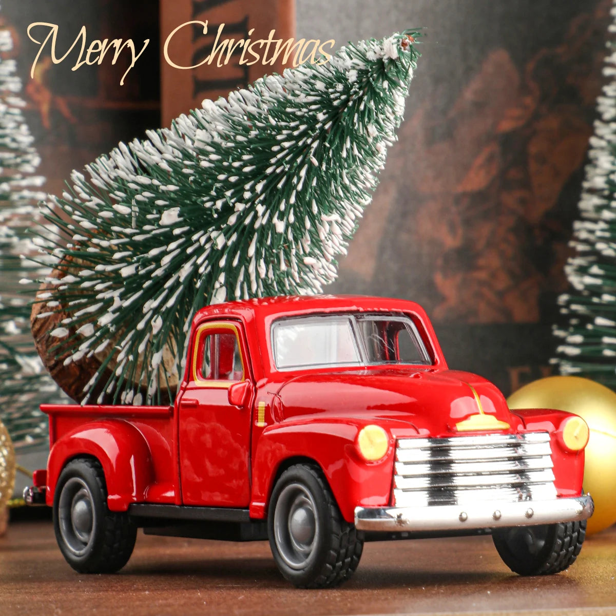 Truck And Christmas Tree Ornament Set For Home Decor