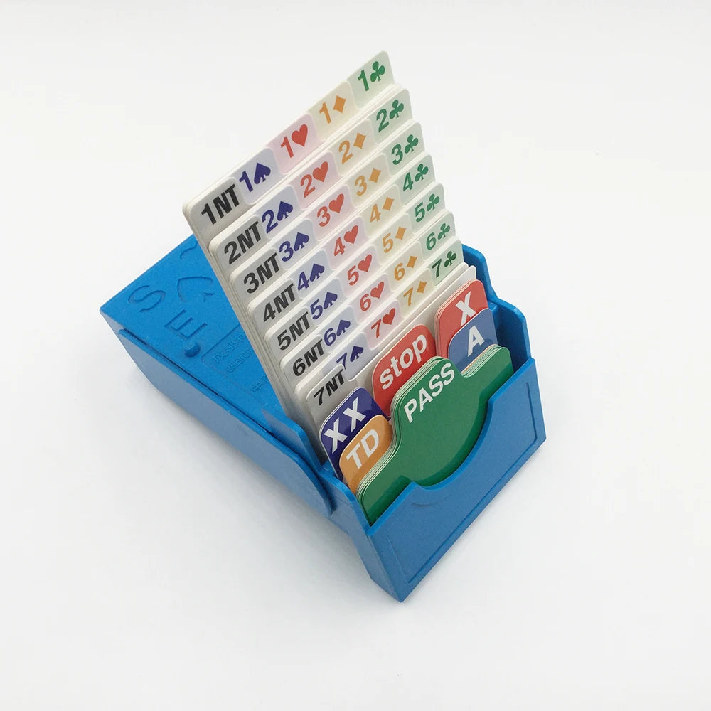 Set of 4 Blue Plastic Portable and Lightweight Bridge Bidding Boxes with Scoring Cards Card Games Bid Device ABS Plastic