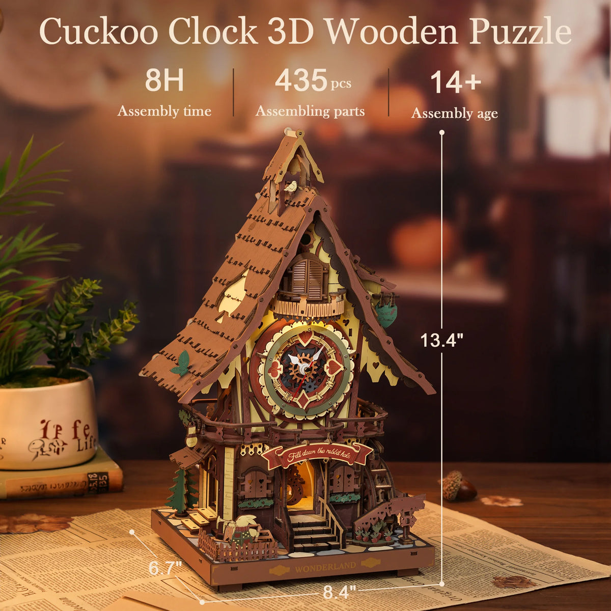 ROKR Wooden Cuckoo Clock Mechanical 3D Puzzle Building Kit