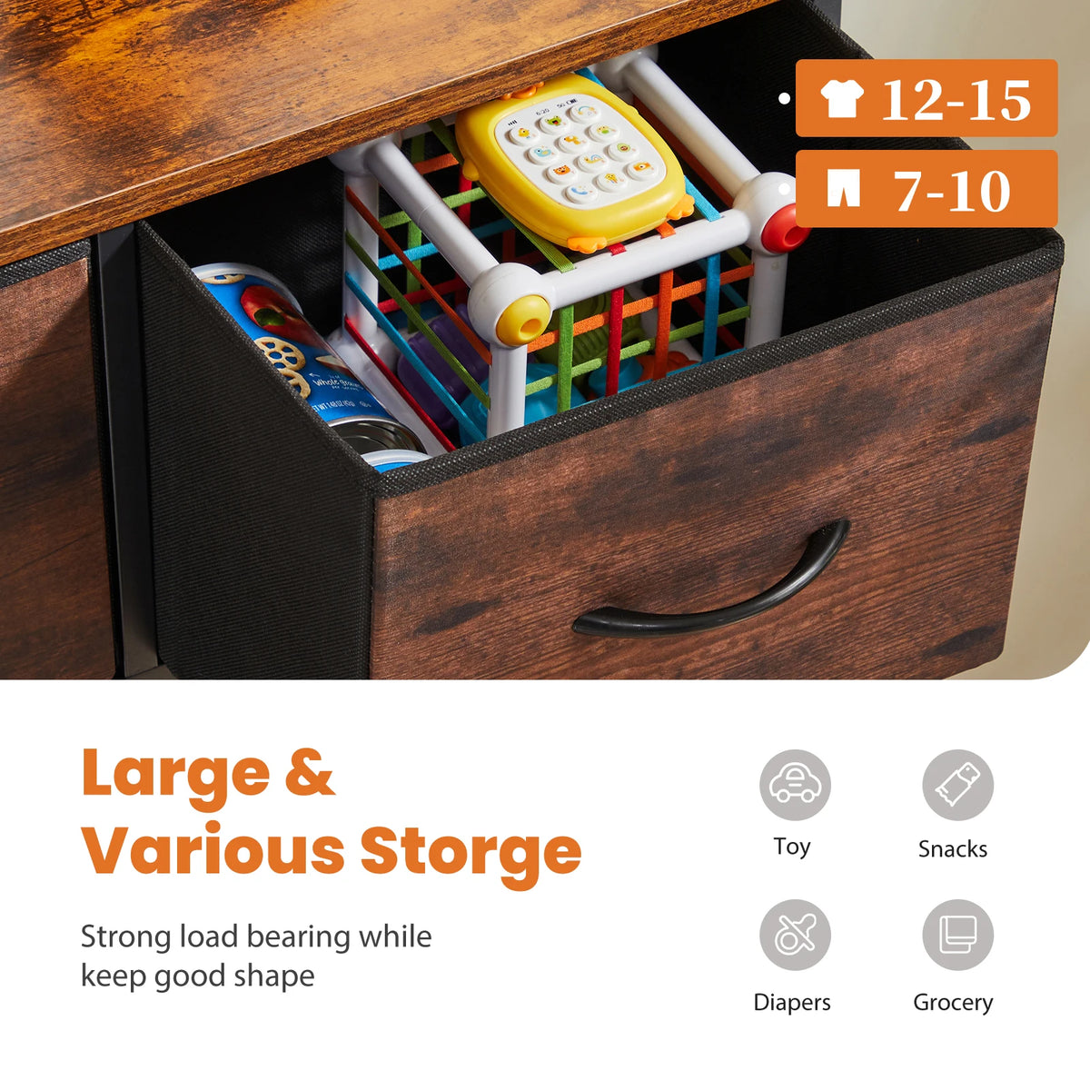 JHK Dresser Wardrobe With Nine Fabric Storage Drawers