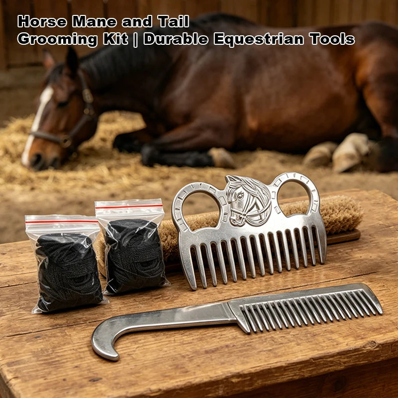 Horse Mane Grooming And Braiding Kit With Reusable Hair Ties