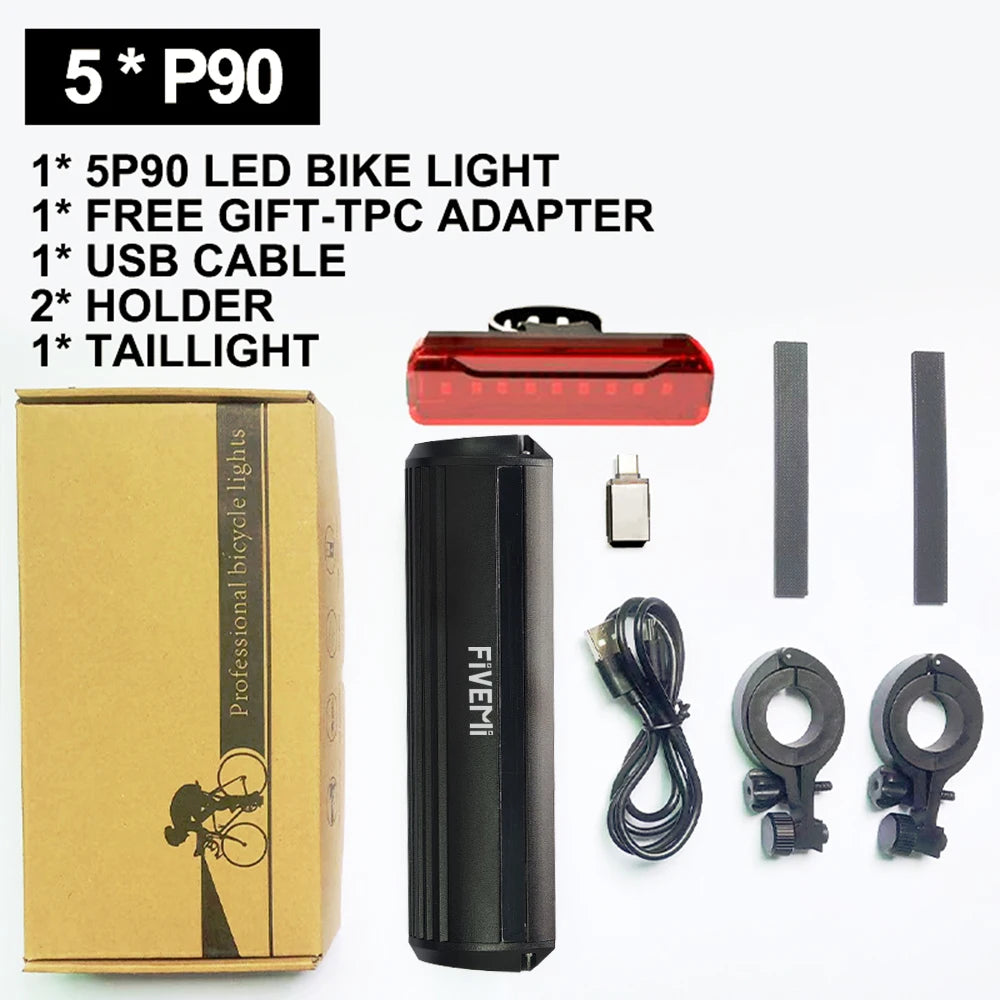 Fivemi USB Rechargeable Bicycle Headlight With Power Bank Function