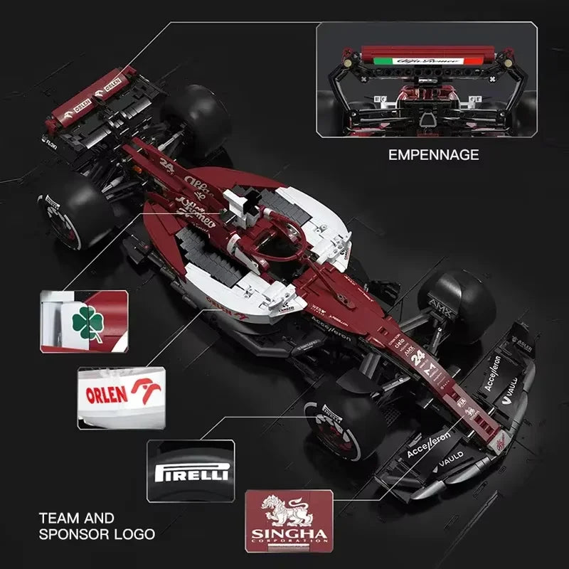 Cada Technical Drift Racing MOC F1 Champions Team C42 2022 Racing Car Building Blocks Sports Car Brick Puzzle Toys Kids Gifts