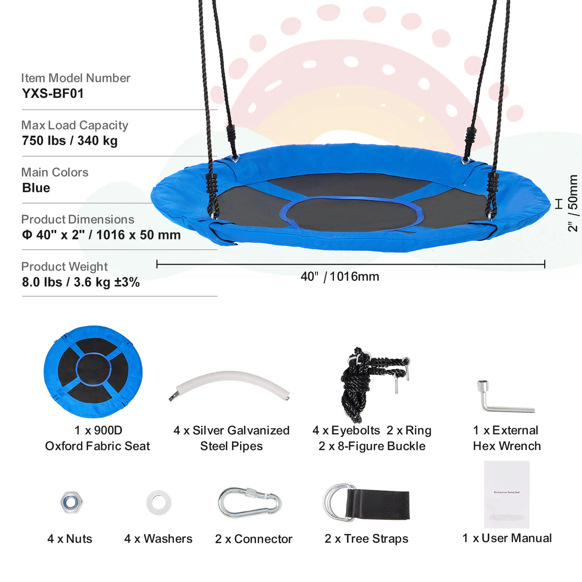 SucceBuy Tree Swing Saucer Swing Outdoor Family Fun