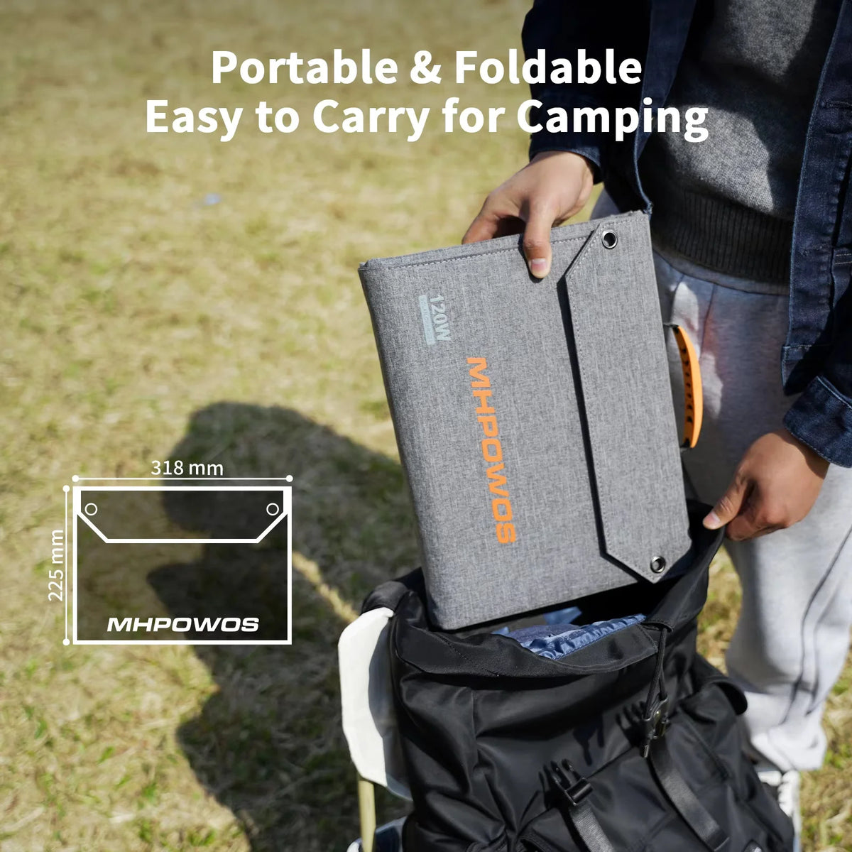 MHPOWOS 120W Foldable Solar Panel With USB C And USB A Outputs